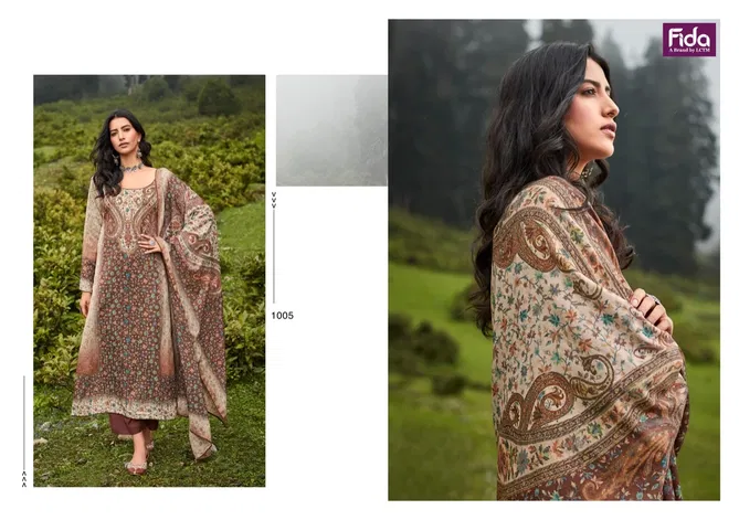 Fida Parinaaz Printed Pashmina Dress Material Catalog
